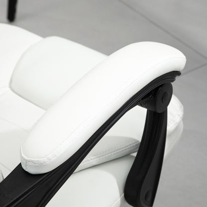 Fauteuil de bureau ergonomique à dossier haut, inclinable et rembourré en cuir synthétique, avec repose-pieds rétractable et vibrant à 7 points