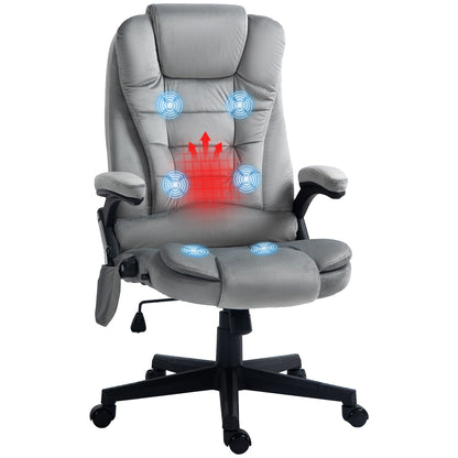 Fauteuil de bureau ergonomique et massant, inclinable et réglable à dossier haut, avec accoudoirs rembourrés et chauffage lombaire.