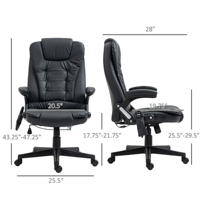 Fauteuil de bureau ergonomique et massant, inclinable et réglable à dossier haut, avec accoudoirs rembourrés et chauffage lombaire.