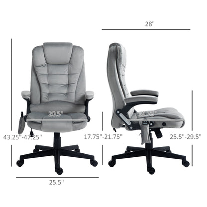 Fauteuil de bureau ergonomique et massant, inclinable et réglable à dossier haut, avec accoudoirs rembourrés et chauffage lombaire.