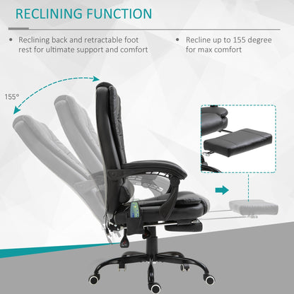 Fauteuil de bureau ergonomique et massant, inclinable et réglable, avec vibrations à 7 points et repose-pieds