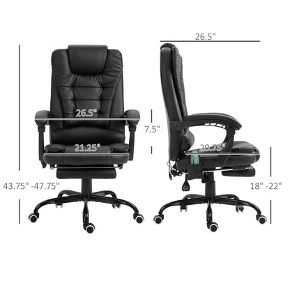 Fauteuil de bureau ergonomique et massant, inclinable et réglable, avec vibrations à 7 points et repose-pieds