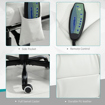 Chaise de bureau ergonomique en cuir PU avec massage à 7 points, dossier inclinable, coussin lombaire et repose-pieds rétractable