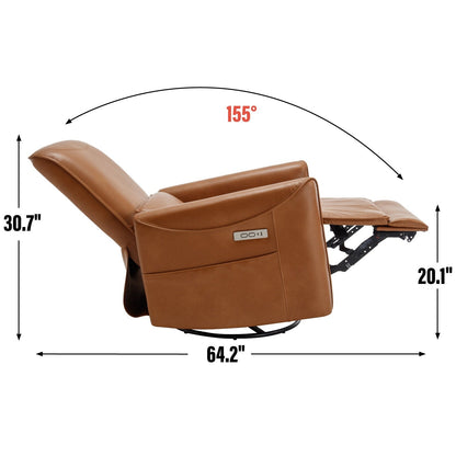Fauteuil inclinable électrique ergonomique pivotant à 270°, mouvement de bascule doux, revêtement durable, ports USB et Type-C