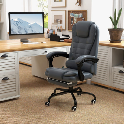 Chaise de bureau ergonomique à vibrations et massage avec dossier inclinable, hauteur réglable et repose-pieds rétractable