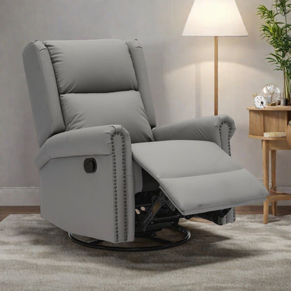 Fauteuil inclinable pivotant ergonomique avec ports USB/Type-C, dossier incurvé et coussin lombaire, rotation à 270°