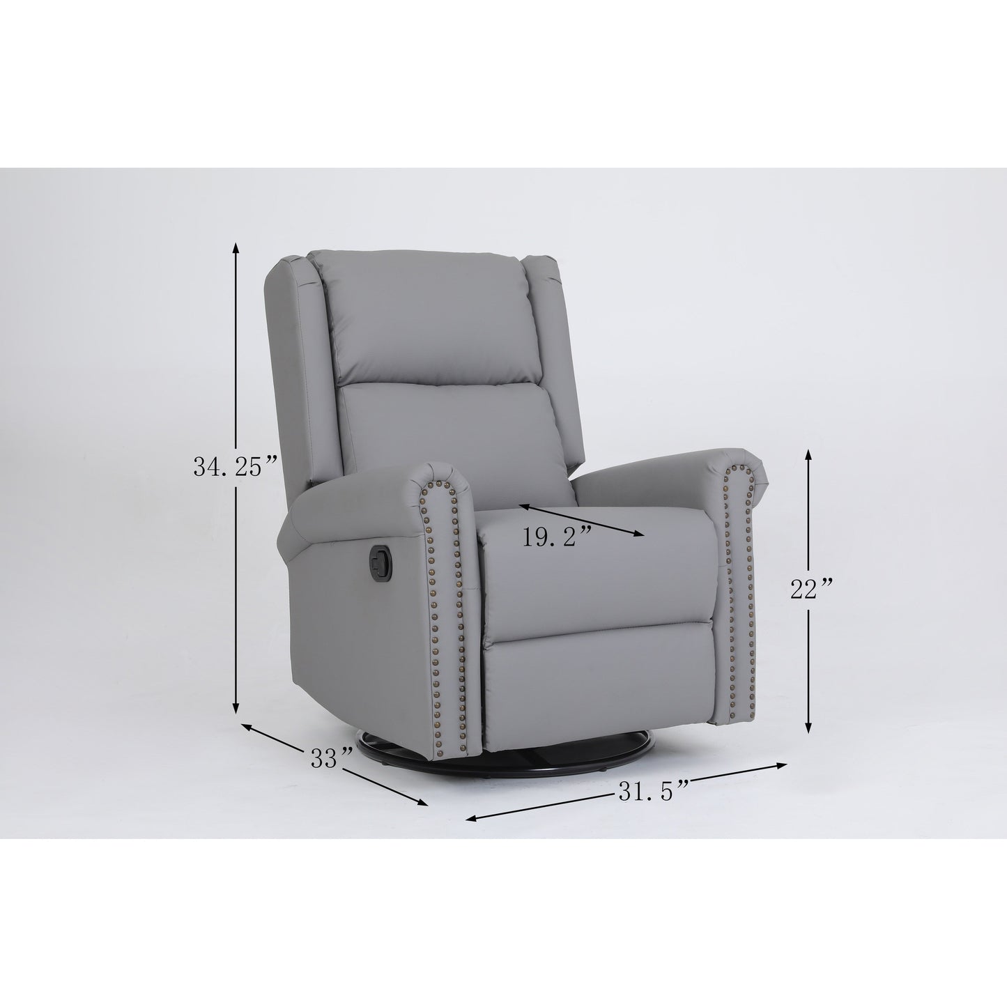 Fauteuil inclinable pivotant ergonomique avec ports USB/Type-C, dossier incurvé et coussin lombaire, rotation à 270°