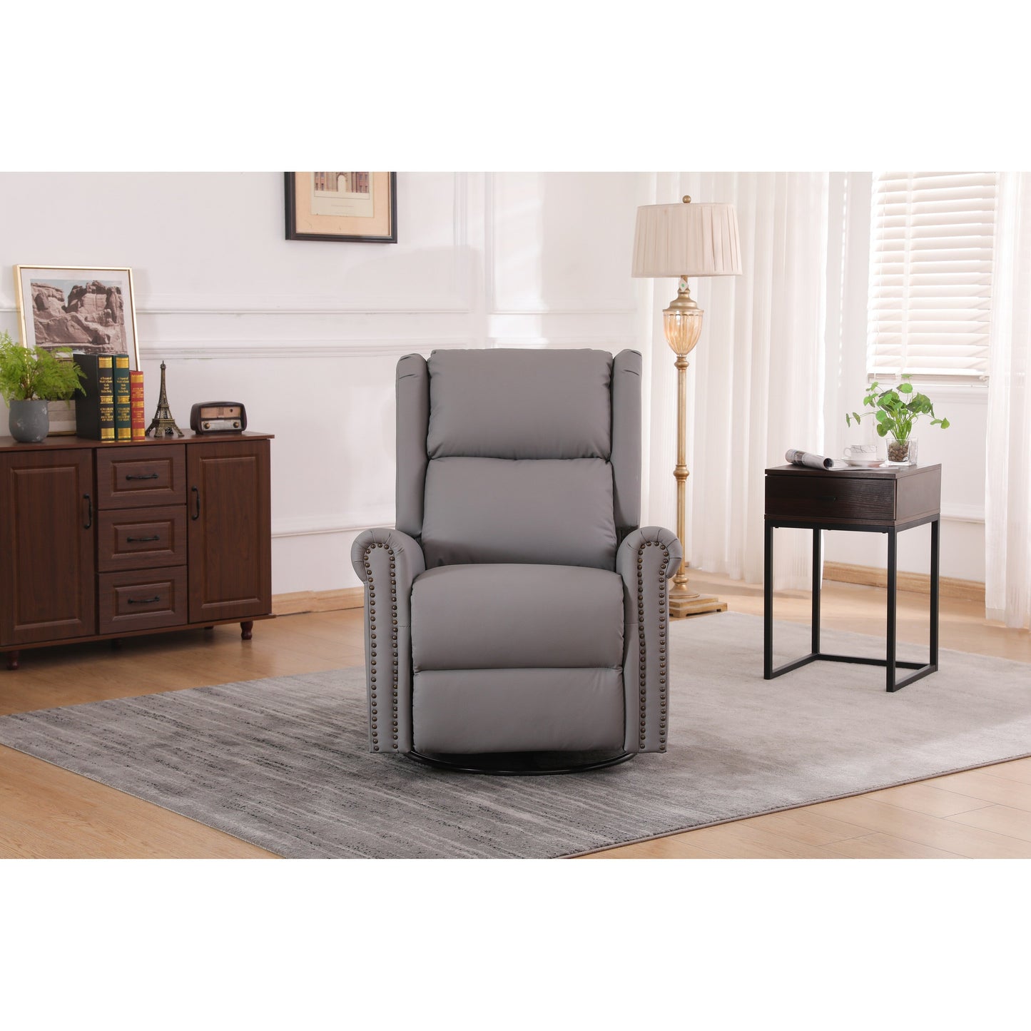 Fauteuil inclinable pivotant ergonomique avec port USB-C et coussin lombaire