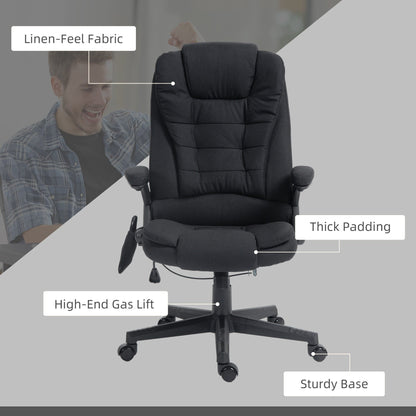 Fauteuil de bureau ergonomique à vibrations et massage, dossier réglable, inclinable, avec 6 points de massage et chauffage lombaire