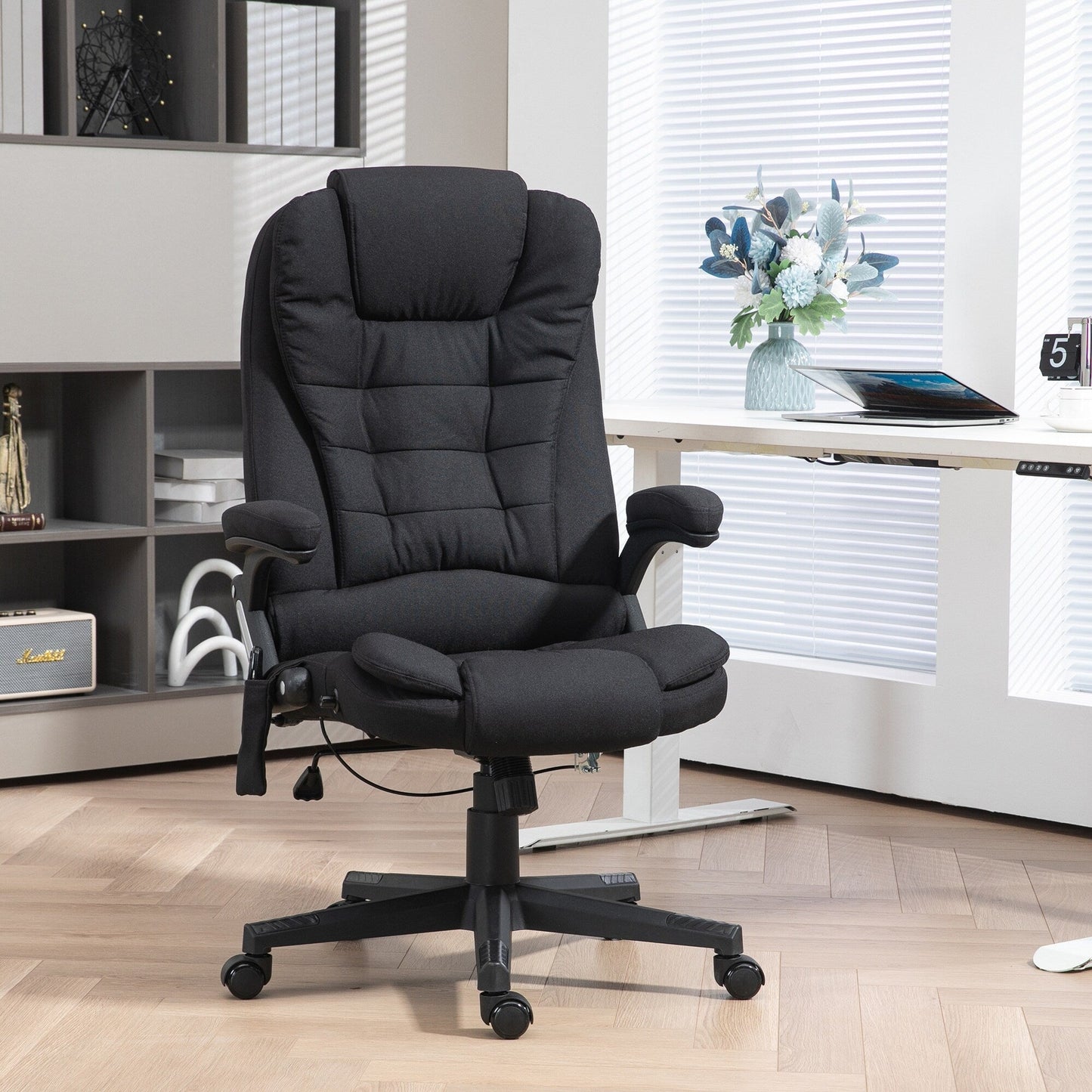 Fauteuil de bureau ergonomique à vibrations et massage, dossier réglable, inclinable, avec 6 points de massage et chauffage lombaire