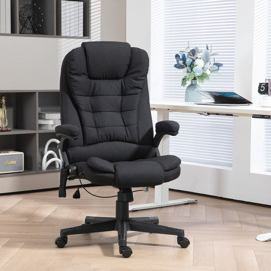 Fauteuil de bureau ergonomique à vibrations et massage, dossier réglable, inclinable, avec 6 points de massage et chauffage lombaire