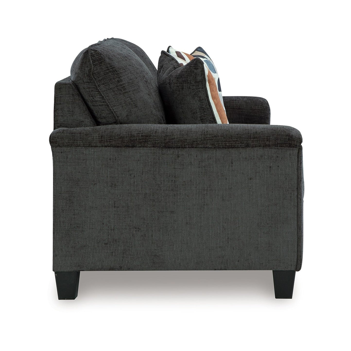 Canapé Erin, 2 coussins décoratifs, 226 cm, peluche gris foncé, polyester