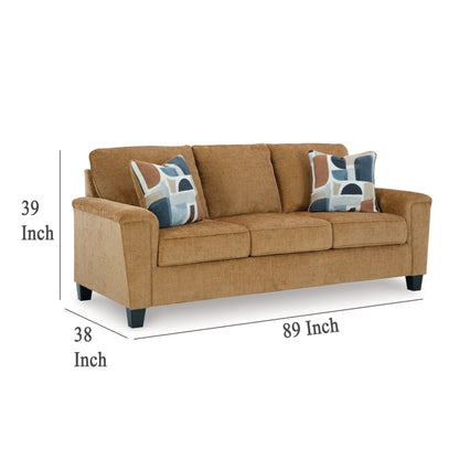 Canapé Erin, 2 coussins décoratifs, 89 pouces, peluche marron clair, polyester