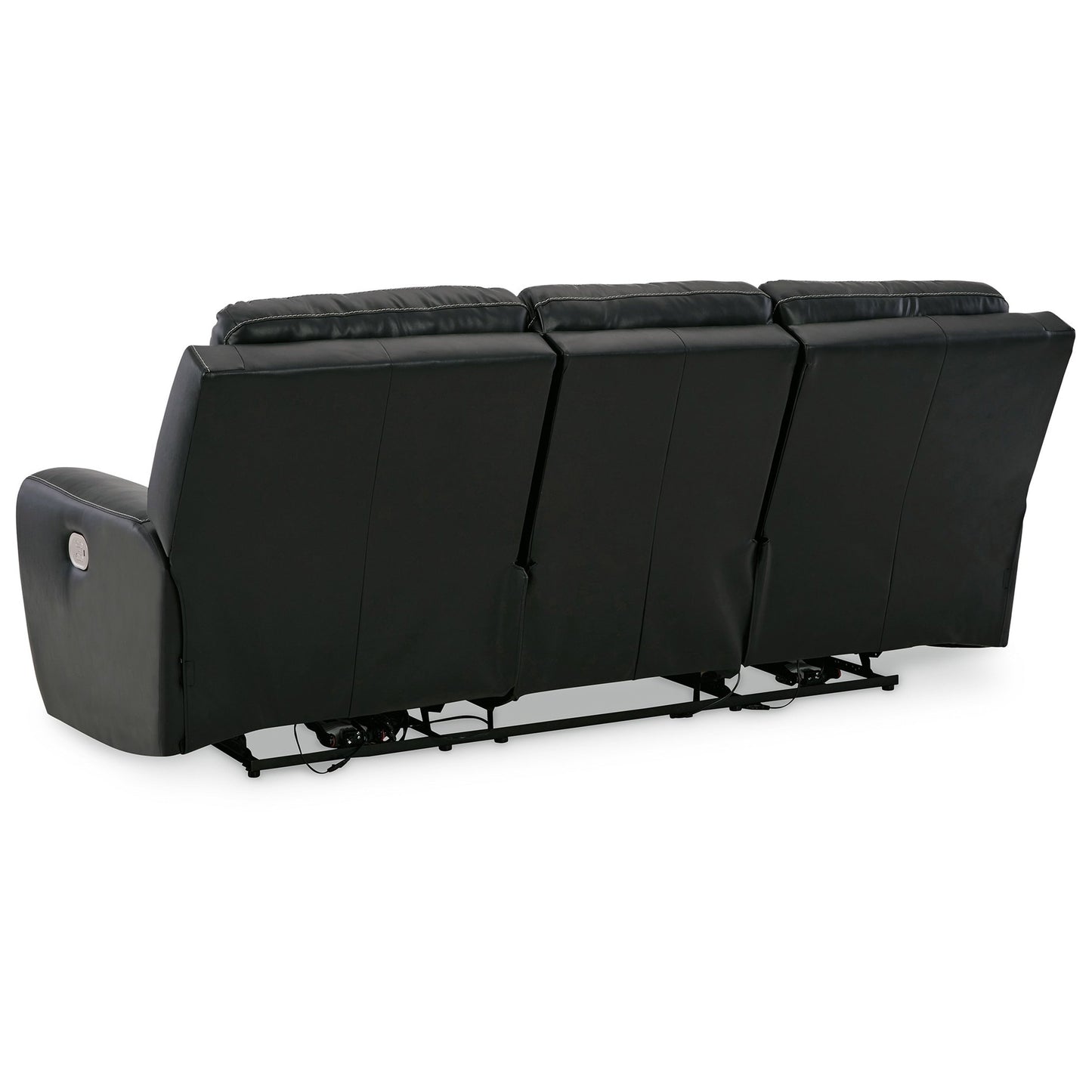 Canapé inclinable électrique Erine avec ports USB, similicuir noir 90 pouces