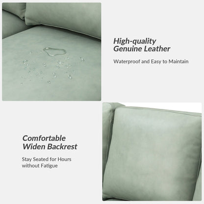 Canapé Ernando 83.46 en cuir véritable avec accoudoirs carrés et coussins