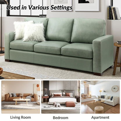 Canapé Ernando 83.46 en cuir véritable avec accoudoirs carrés et coussins