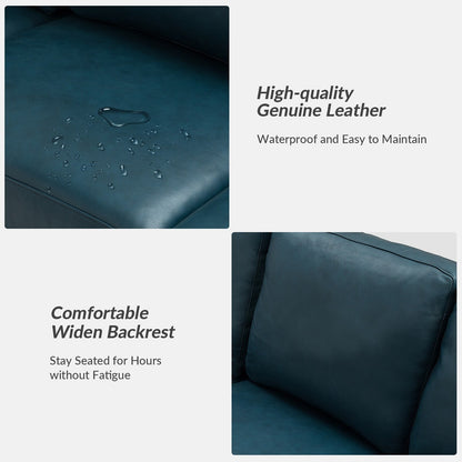 Canapé Ernando 83.46 en cuir véritable avec accoudoirs carrés et coussins