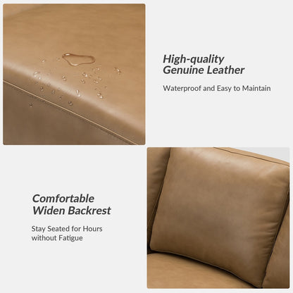 Canapé Ernando 83.46 en cuir véritable avec accoudoirs carrés et coussins