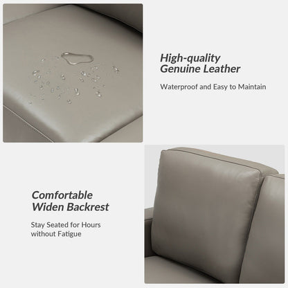 Canapé Ernando 83.46 en cuir véritable avec accoudoirs carrés et coussins