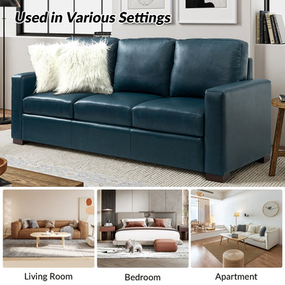 Canapé Ernando 83.46 en cuir véritable avec accoudoirs carrés et coussins