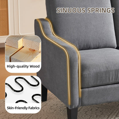 Canapé 3 places Erommy, canapé 72 pouces pour salon, canapé en tissu moderne avec 4 pieds en bois et 2 tiges de support en métal pour chambre