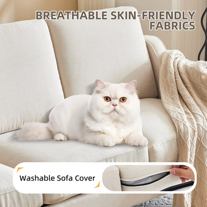 Canapé 3 places Erommy, canapé 72 pouces pour salon, canapé en tissu moderne avec 4 pieds en bois et 2 tiges de support en métal pour chambre