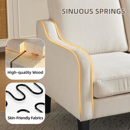 Canapé 3 places Erommy, canapé 72 pouces pour salon, canapé en tissu moderne avec 4 pieds en bois et 2 tiges de support en métal pour chambre