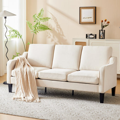 Canapé 3 places Erommy, canapé 72 pouces pour salon, canapé en tissu moderne avec 4 pieds en bois et 2 tiges de support en métal pour chambre