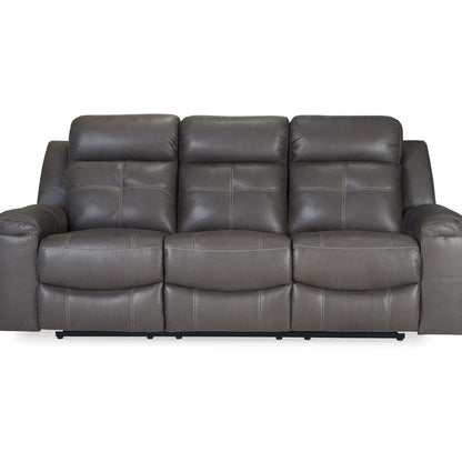 Canapé inclinable manuel Eslo, imitation daim polyester gris foncé, 223 cm