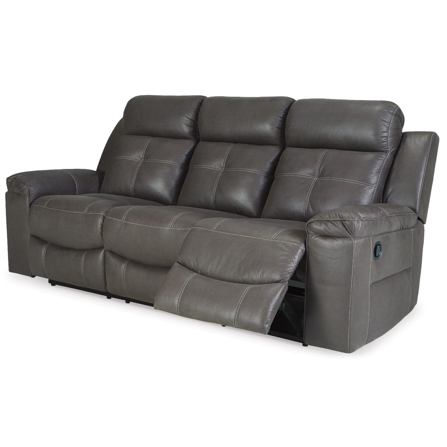 Canapé inclinable manuel Eslo, imitation daim polyester gris foncé, 223 cm