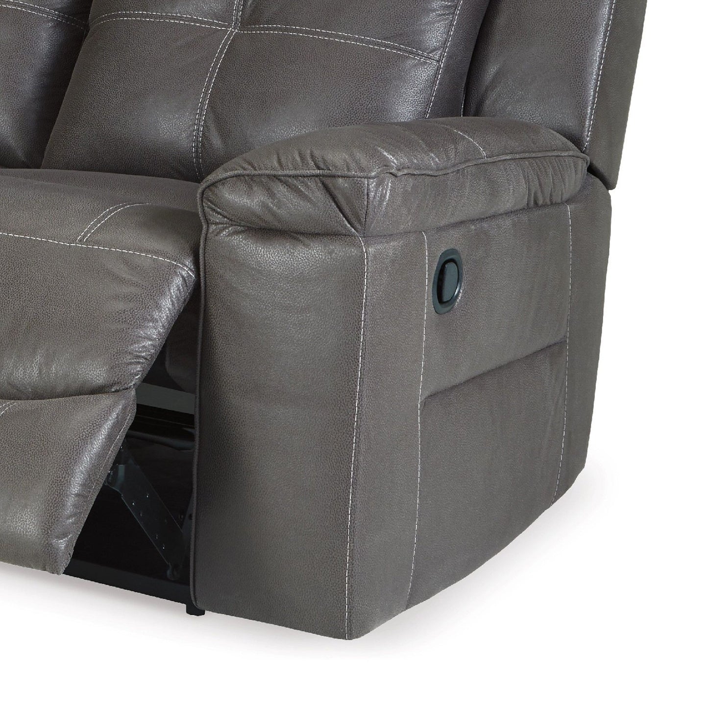 Canapé inclinable manuel Eslo, imitation daim polyester gris foncé, 223 cm