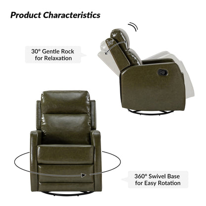 Fauteuil inclinable pivotant manuel Esteban en similicuir moderne avec dossier à oreilles, lot de 2