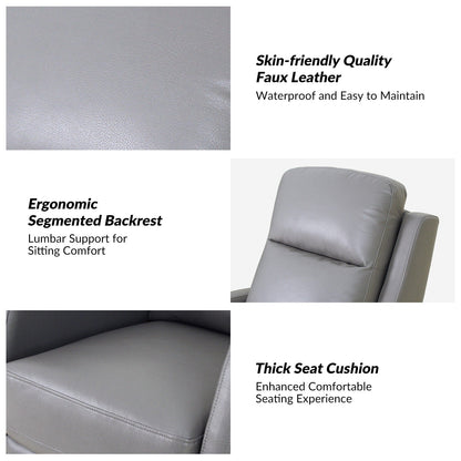 Fauteuil inclinable pivotant manuel Esteban en similicuir moderne avec dossier à oreilles, lot de 2