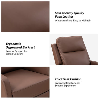 Fauteuil inclinable pivotant manuel Esteban en similicuir moderne avec dossier à oreilles, lot de 2