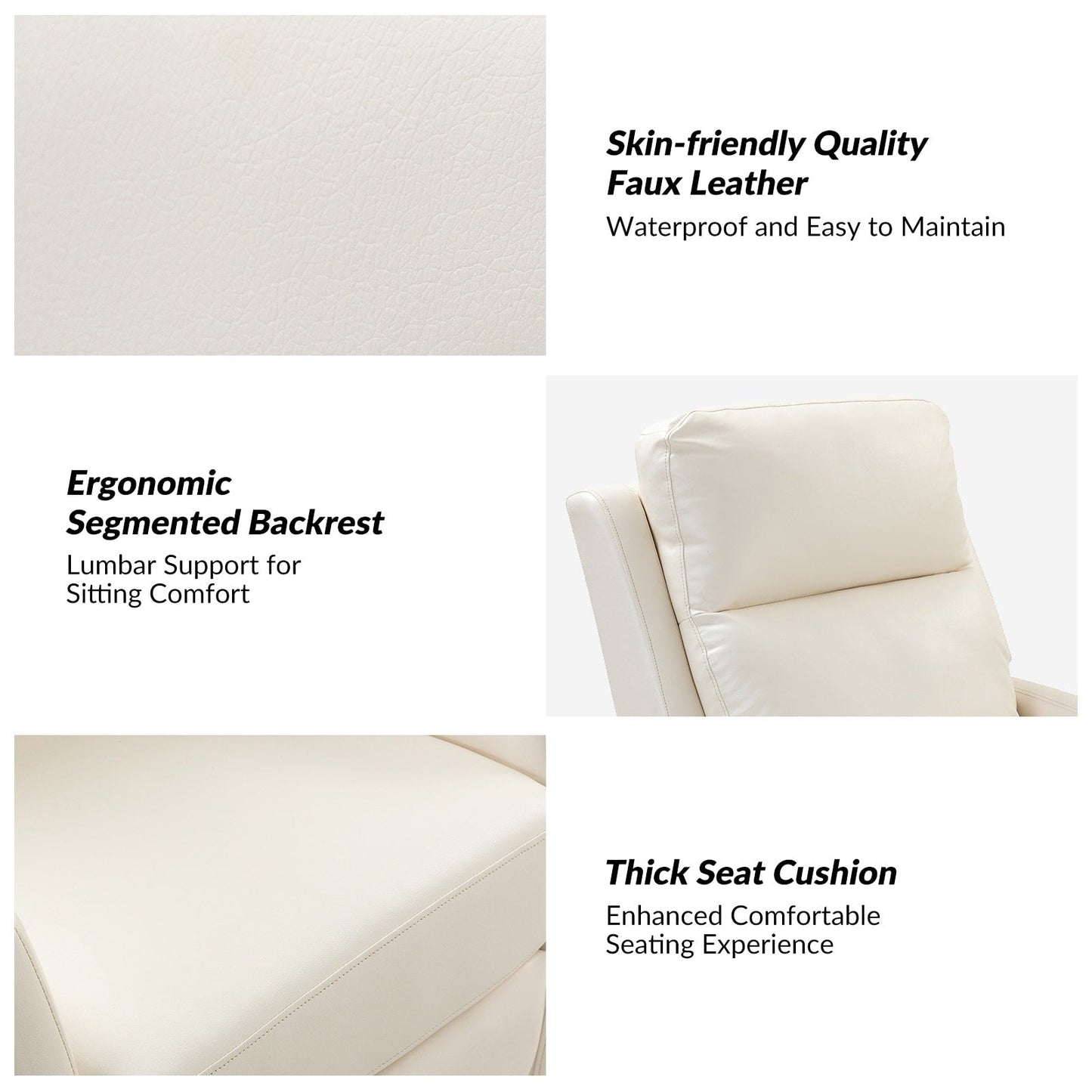 Fauteuil inclinable pivotant manuel Esteban en similicuir moderne avec dossier à oreilles, lot de 2