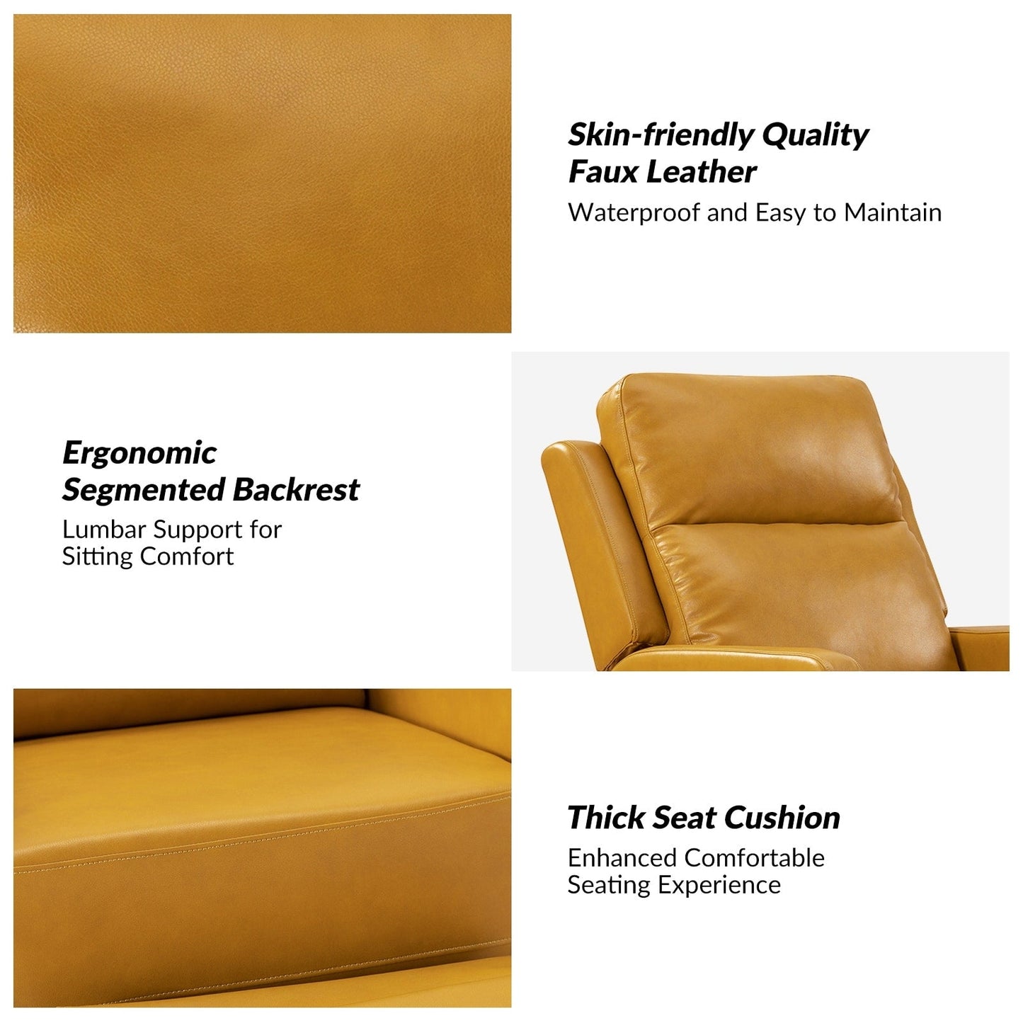 Fauteuil inclinable pivotant manuel Esteban en similicuir moderne avec dossier à oreilles, lot de 2