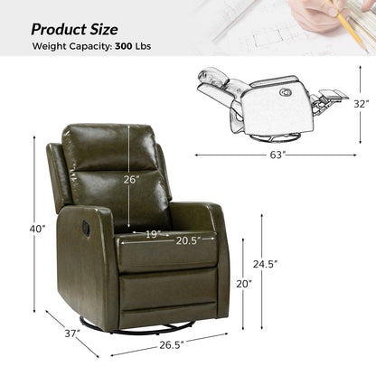 Fauteuil inclinable pivotant manuel Esteban en similicuir moderne avec dossier à oreilles, lot de 2