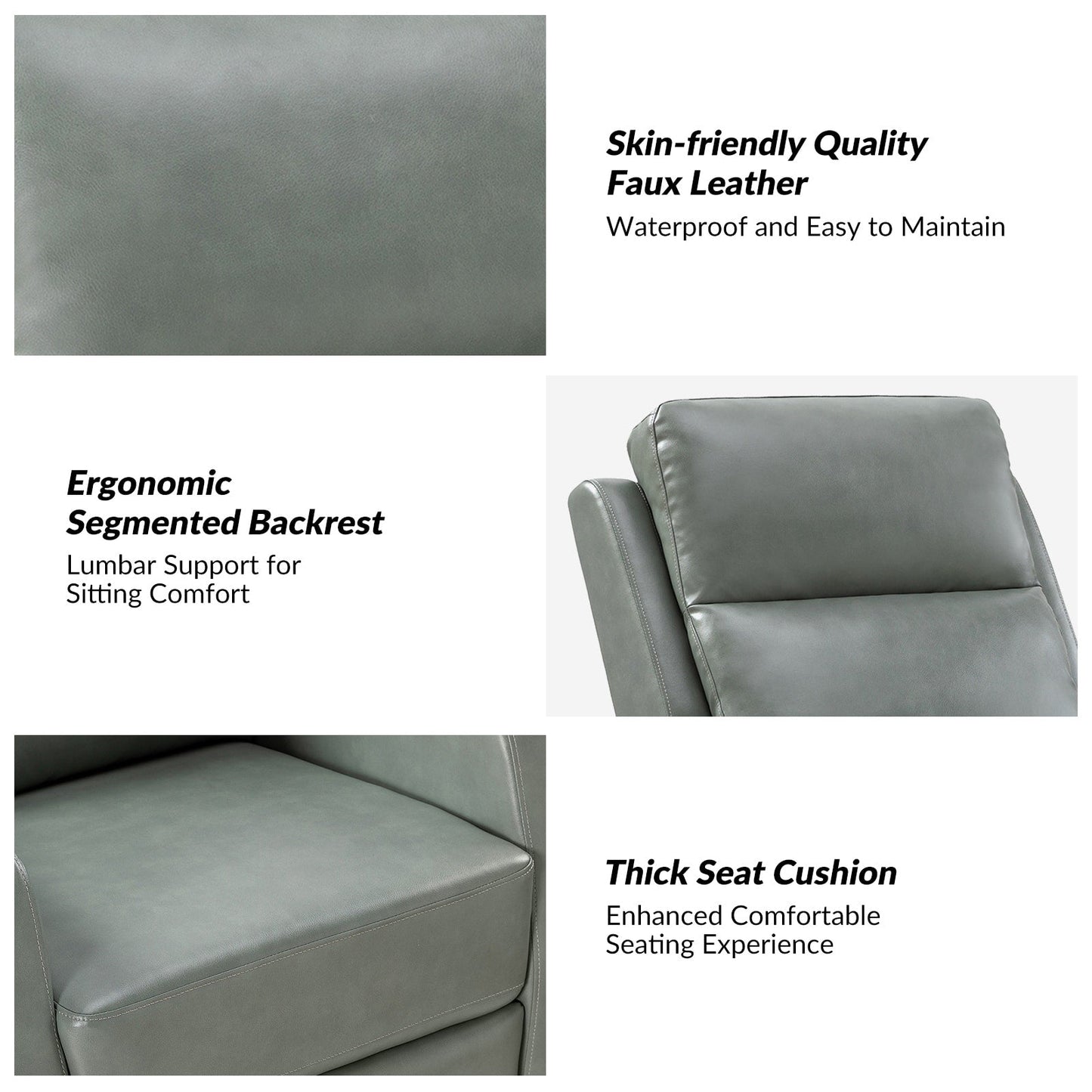 Fauteuil inclinable pivotant manuel Esteban en similicuir moderne avec dossier à oreilles, lot de 2