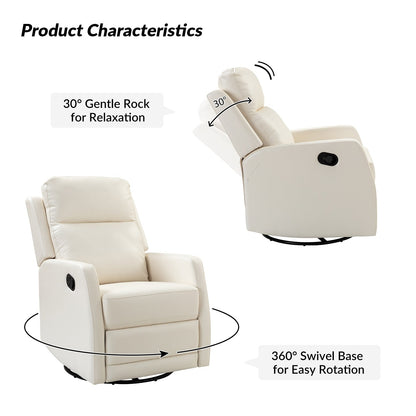 Fauteuil inclinable pivotant manuel Esteban en similicuir moderne avec dossier à oreilles, lot de 2