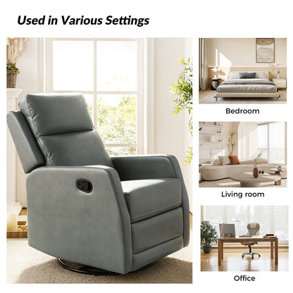 Fauteuil inclinable pivotant manuel Esteban en similicuir moderne avec dossier à oreilles, lot de 2