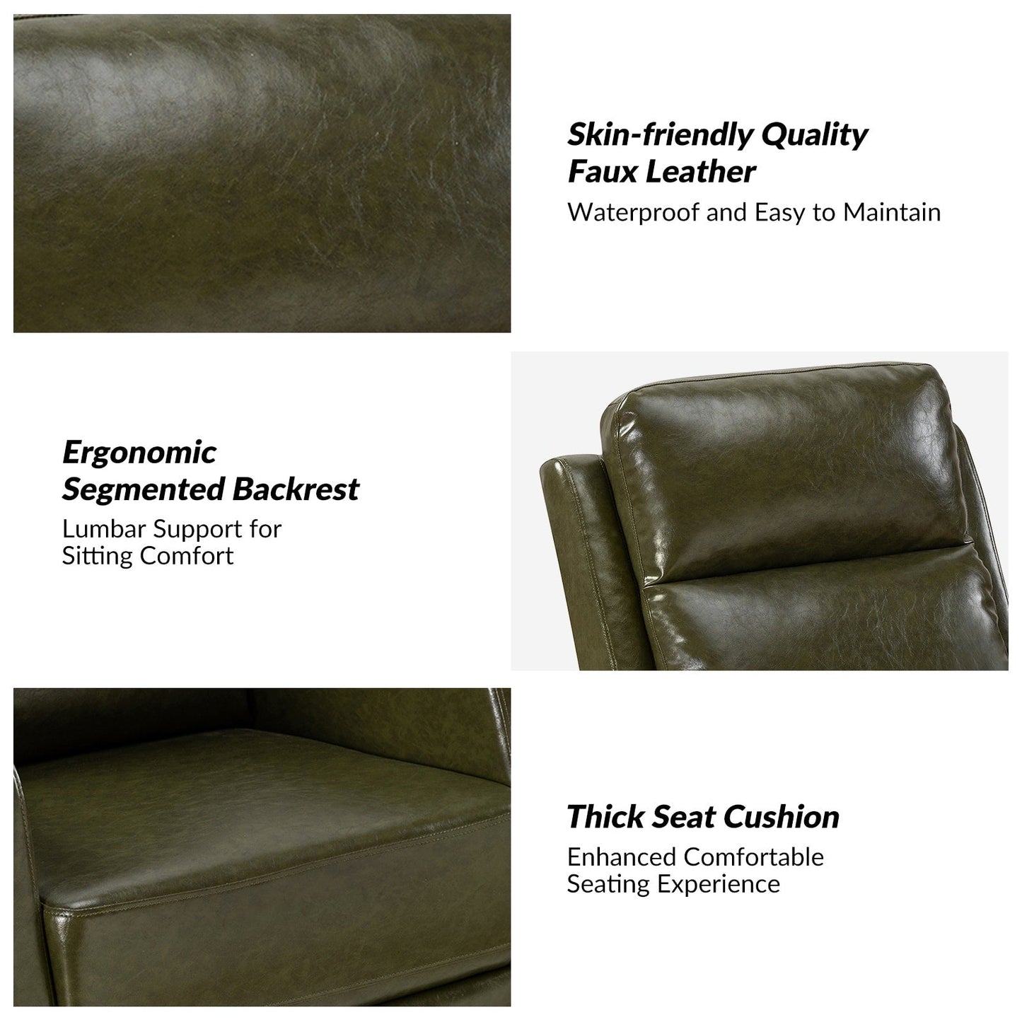 Fauteuil inclinable pivotant manuel Esteban en similicuir moderne avec dossier à oreilles, lot de 2