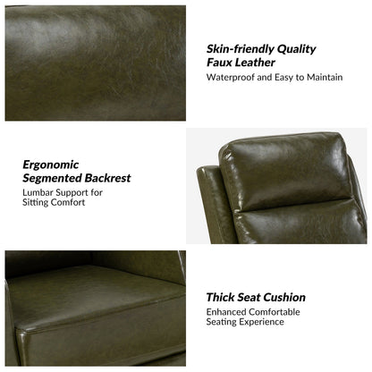 Fauteuil inclinable pivotant manuel Esteban en similicuir moderne avec dossier à oreilles, lot de 2