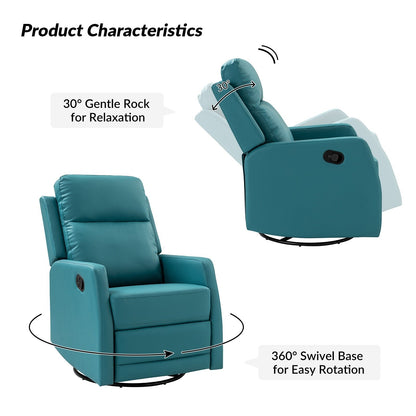 Fauteuil inclinable pivotant manuel Esteban en similicuir moderne avec dossier à oreilles, lot de 2