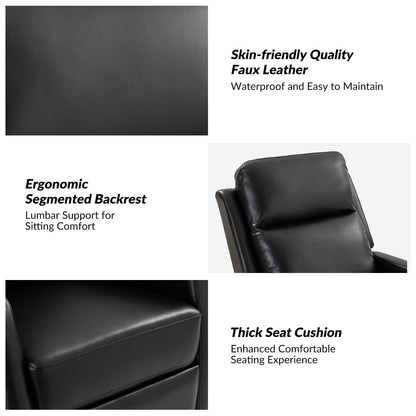 Fauteuil inclinable pivotant manuel en similicuir moderne Esteban avec dossier à oreilles