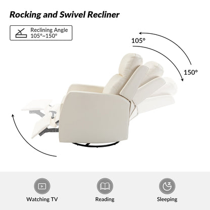 Fauteuil inclinable pivotant manuel en similicuir moderne Esteban avec dossier à oreilles