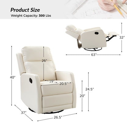 Fauteuil inclinable pivotant manuel en similicuir moderne Esteban avec dossier à oreilles