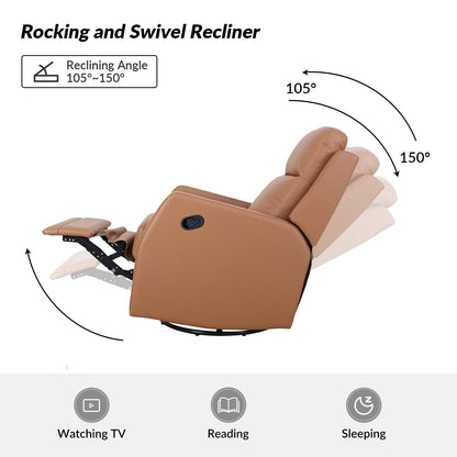 Fauteuil inclinable pivotant manuel en similicuir moderne Esteban avec dossier à oreilles