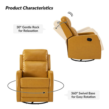 Fauteuil inclinable pivotant manuel en similicuir moderne Esteban avec dossier à oreilles