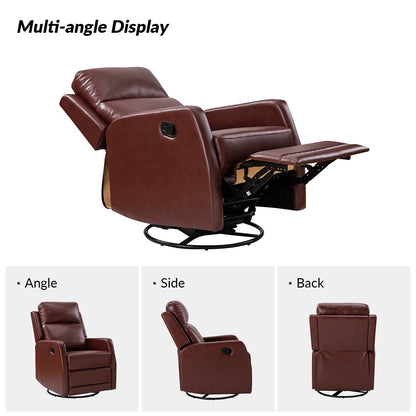 Fauteuil inclinable pivotant manuel en similicuir moderne Esteban avec dossier à oreilles