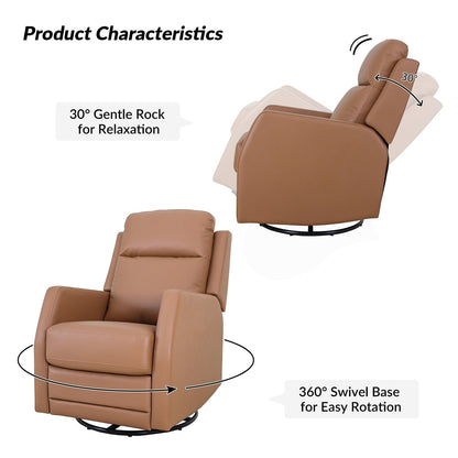 Fauteuil inclinable pivotant manuel en similicuir moderne Esteban avec dossier à oreilles